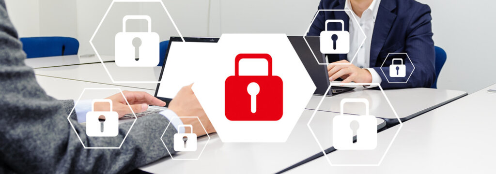 インターネットセキュリティとデータ保護、個人情報　クラウド　サイバーセキュリティ　DX デジタルトランスフォーメーションのイメージ
