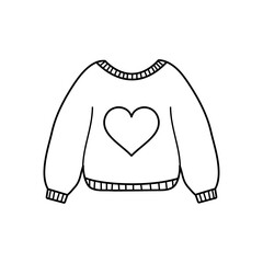 sweater with heart icon, line style