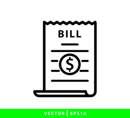 Bill icon vector flat style illustration