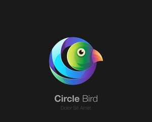 Colorful circle with cute bird logo
