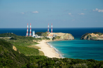 Fototapeta na wymiar 鹿児島県　種子島の種子島宇宙センターのロケットの丘展望所からの眺め