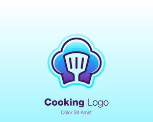 Cooking master logo. Colorful chef hat and spatula icon logo