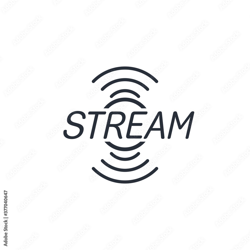 Poster online broadcast. information stream.vector linear icon isolated on white background.