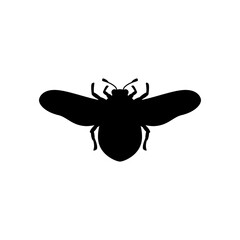 Bumblebee Silhouette in a Simple trendy style. Vector outline Emblem of Insect with wings for creating logos of beauty salons, manicures, massages, spas, jewelry, tattoos, and handmade artists.