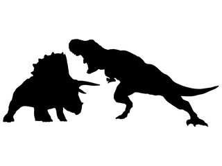 トリケラトプスを襲うティラノサウルス_シルエット