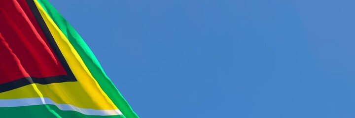 3D rendering of the national flag of Guyana waving in the wind
