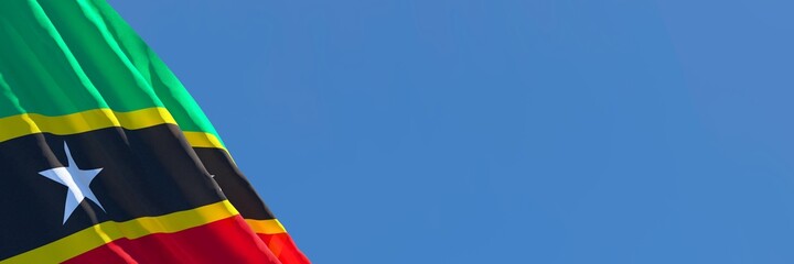 3D rendering of the national flag of Saint Kitts and Nevis waving in the wind