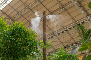 A device for humidifying the air in a greenhouse or winter garden.