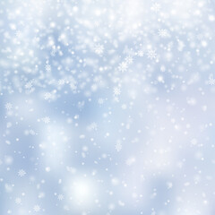 Naklejka na ściany i meble Christmas or New Year background with falling snowflakes. Vector