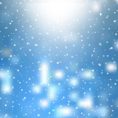 Christmas or New Year background with falling snowflakes. Vector