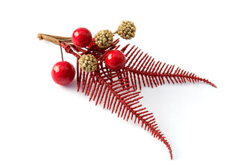 Red Christmas decoration isolated om the white background