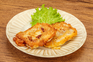 Roasted cod fish in bread