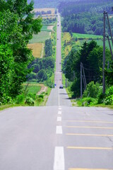 北海道　富良野の一本道