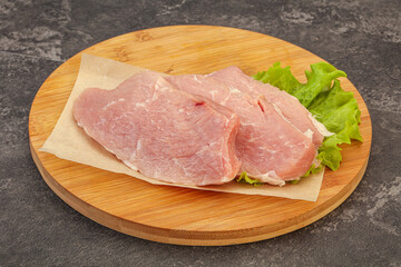 Raw pork steak for cooking