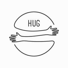 Hugging hands. Arm embrace, relationship hugged hands