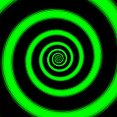 Trippy background, black and green vortex vector art.
