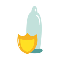 condom with shield flat style icon vector design