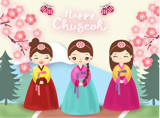 Happy Chuseok Festival Vector Set