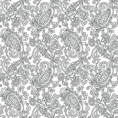 traditional Indian paisley pattern on outline 