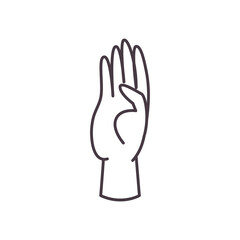 b hand sign language line style icon vector design