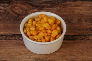 Sweet corn seeds in the bowl
