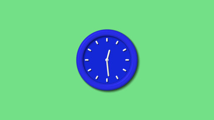New blue color 3d wall clock on green light background,3d wall clock