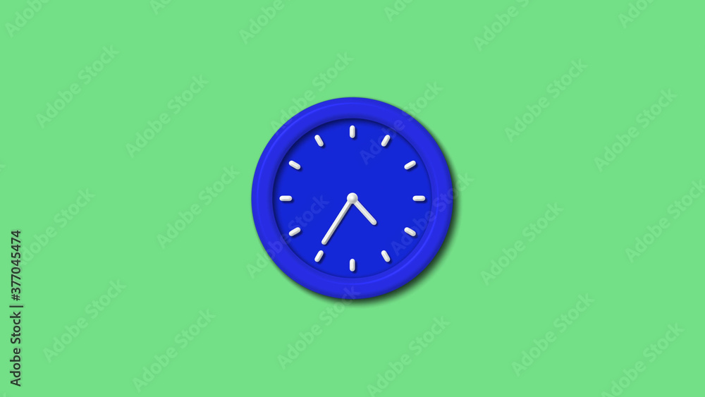 Wall mural new blue color 3d wall clock on green light background,3d wall clock