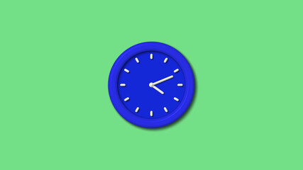 New blue color 3d wall clock on green light background,3d wall clock