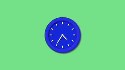 New blue color 3d wall clock on green light background,3d wall clock