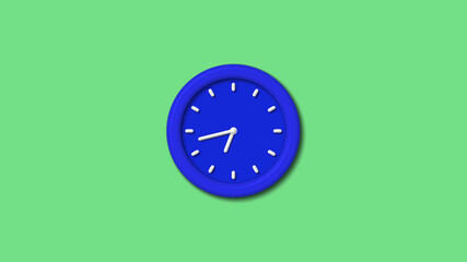 New blue color 3d wall clock on green light background,3d wall clock