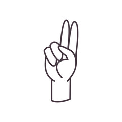u hand sign language line style icon vector design