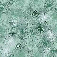 Seamless pattern. Shaggy green formations are located chaotically. Biological structure.