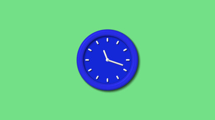 New blue color 3d wall clock on green light background,3d wall clock