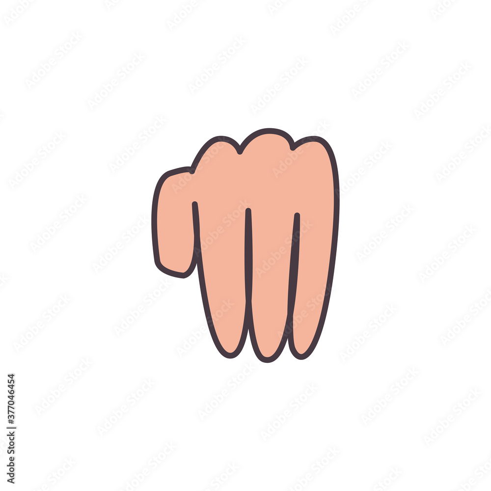 Poster m hand sign language line and fill style icon vector design