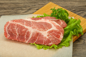 Raw pork meat neck steack
