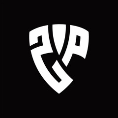 ZP Logo monogram with shield elements shape design template