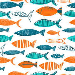 Pattern with fish for children's textiles