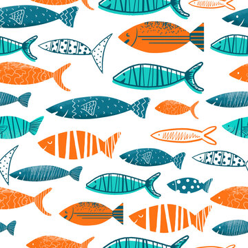 Pattern with fish for children's textiles © Svetlana