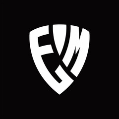 EM Logo monogram with shield elements shape design template