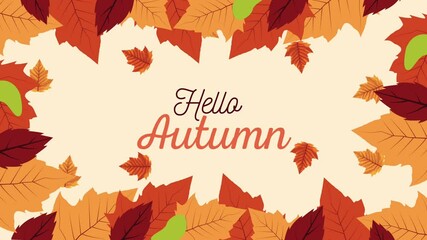 hello autumn lettering animation with leafs frame