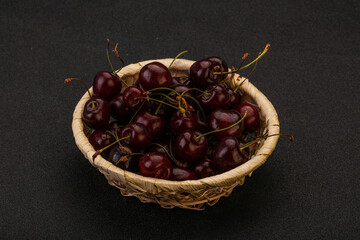 Sweet cherry in the basket