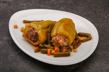 Baked stuffed bell pepper with meat