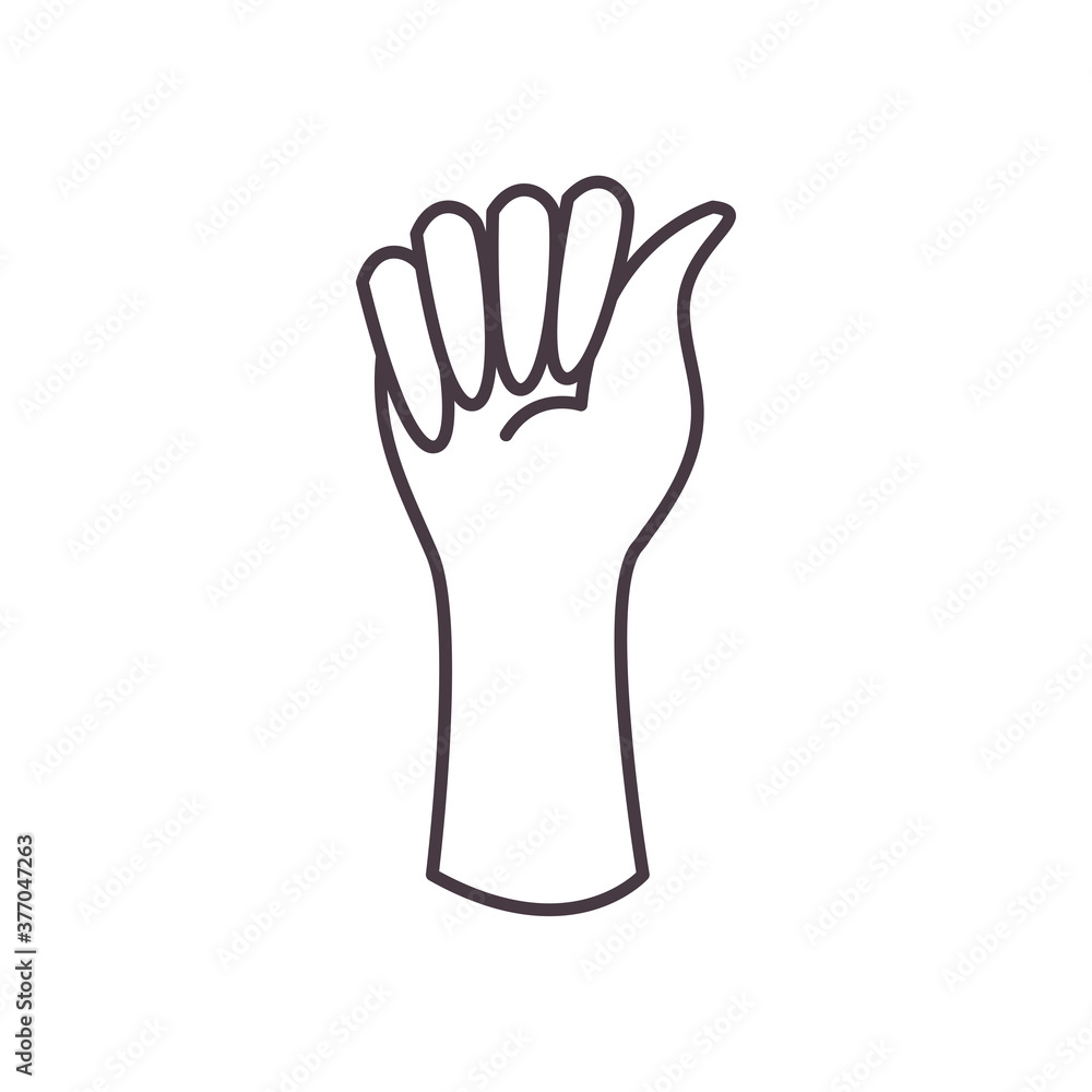 Poster a hand sign language line style icon vector design