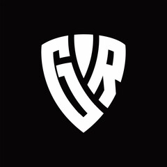Naklejka premium GR Logo monogram with shield elements shape design template
