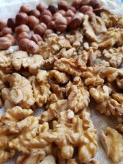 Mixture of nuts for food for breakfast