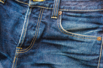Close up indigo jean textile with fade from long time used