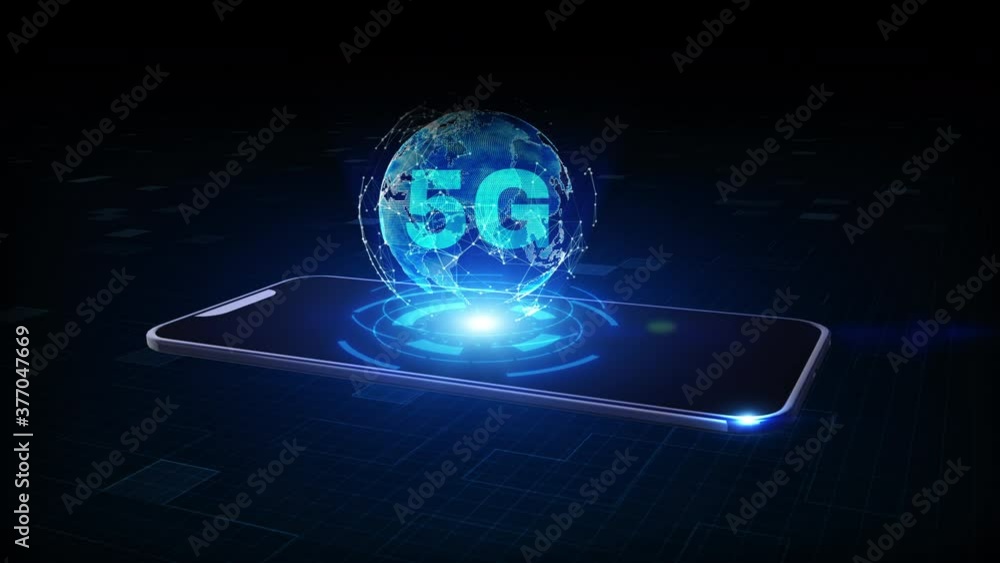 Poster smart phone of 5g high speed internet connection of internet of things iot, technology network digit