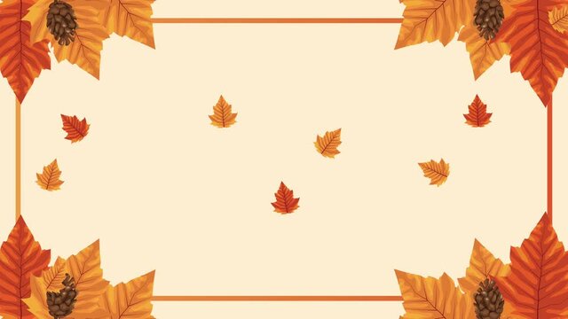 hello autumn animation with leafs frame