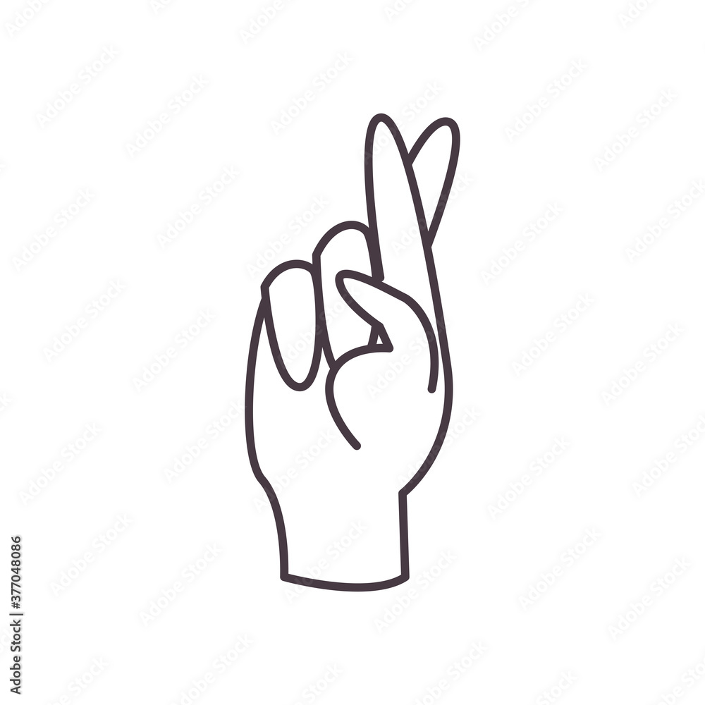 Poster r hand sign language line style icon vector design