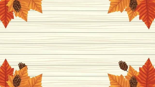 hello autumn animation with leafs frame